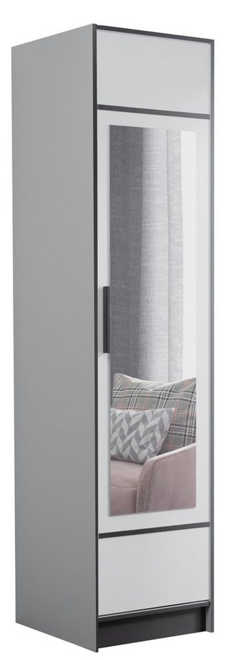KIER FURNITURE Drehtürenschrank Kleiderschrank ROJ - 53.2 x 205 x 39 cm - Weiß von KIER FURNITURE