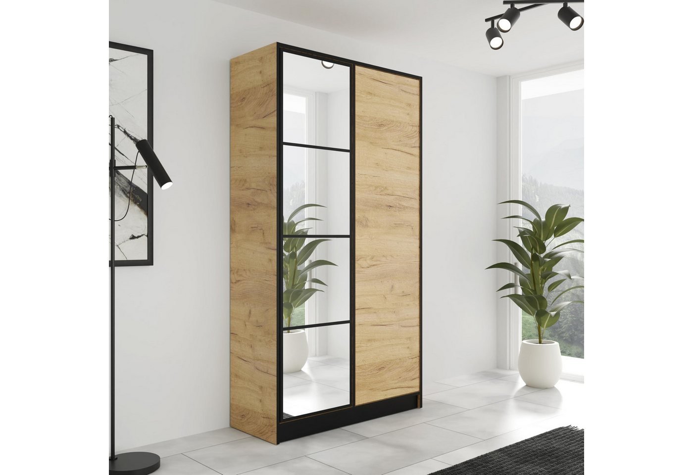 KIER FURNITURE Drehtürenschrank Kleiderschrank mit Spiegel - Schrank Schlafzimmer - Craft Eiche KIER FURNITURE Drehtürenschrank Kleiderschrank mit Spiegel - Schrank Schlafzimmer - Craft Eiche von KIER FURNITURE