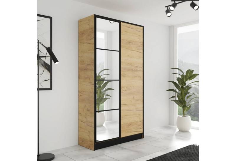 KIER FURNITURE Drehtürenschrank Kleiderschrank mit Spiegel - Schrank Schlafzimmer - Craft Eiche von KIER FURNITURE