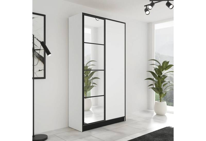 KIER FURNITURE Drehtürenschrank Kleiderschrank mit Spiegel - Schrank Schlafzimmer - Weiß von KIER FURNITURE
