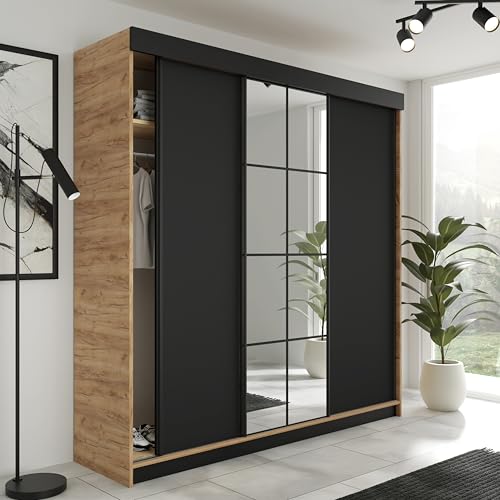 KIER FURNITURE Schränke für stauraum LAMARO mit Spiegel - Schrank Schlafzimmer – Schlafzimmerschrank – Wardrobe Bedroom – Kleiderschränke – Kleiderschrank - 138x205x59 - Weiß & Eiche Handwerk Gold KIER FURNITURE Schränke für stauraum LAMARO mit Spiegel - Schrank Schlafzimmer – Schlafzimmerschrank – Wardrobe Bedroom – Kleiderschränke – Kleiderschrank - 138x205x59 - Weiß & Eiche Handwerk Gold von KIER FURNITURE