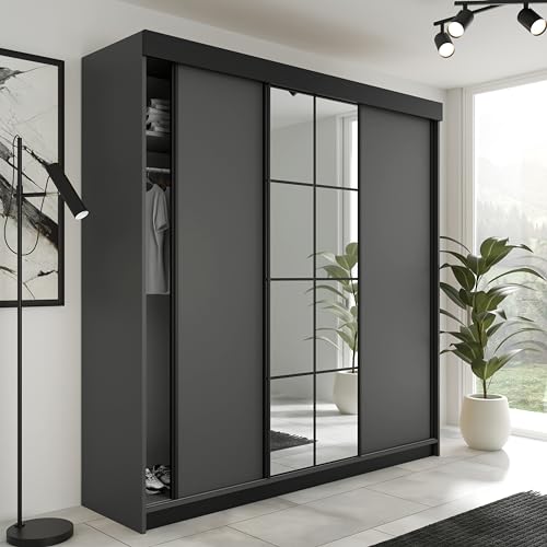 KIER FURNITURE Schiebegarderobe LAMARO mit Spiegel - Schrank Schlafzimmer – Schlafzimmerschrank – Wardrobe Bedroom – Kleiderschränke – Kleiderschrank Graphit – 200x205x59 cm KIER FURNITURE Schiebegarderobe LAMARO mit Spiegel - Schrank Schlafzimmer – Schlafzimmerschrank – Wardrobe Bedroom – Kleiderschränke – Kleiderschrank Graphit – 200x205x59 cm von KIER FURNITURE