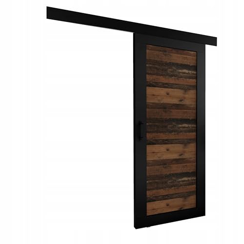 KIER FURNITURE Schiebetür Komplettset - Tür mit Laufschiene - Schiebetürsystem - Raumspartür - Innentüren - Sliding Door Set - Links & Rechts - Schwarz & Old Style - Breite 106 cm KIER FURNITURE Schiebetür Komplettset - Tür mit Laufschiene - Schiebetürsystem - Raumspartür - Innentüren - Sliding Door Set - Links & Rechts - Schwarz & Old Style - Breite 106 cm von KIER FURNITURE