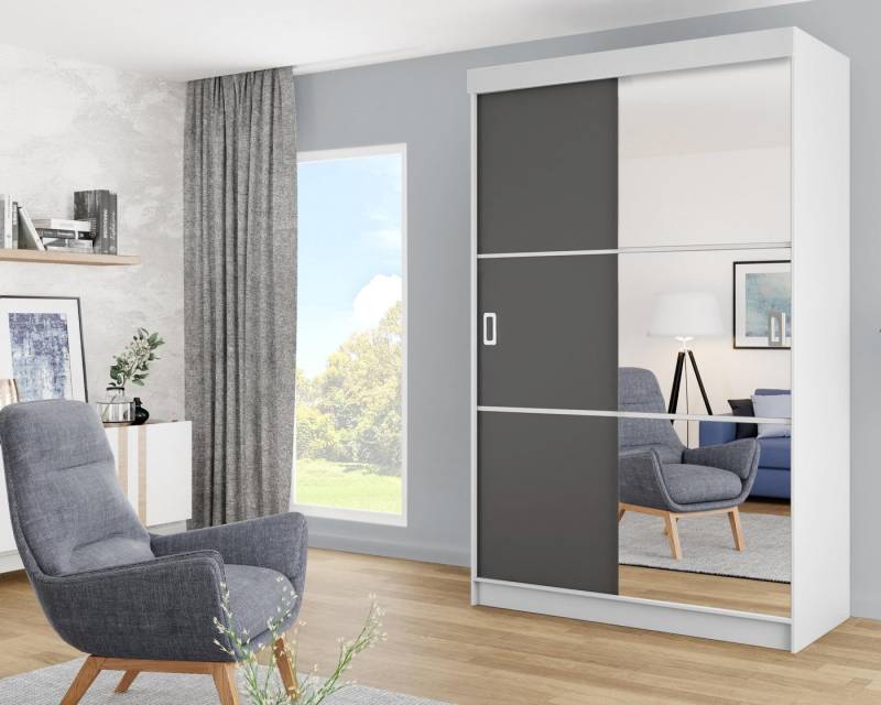 KIER FURNITURE Schwebetürenschrank Schrank Schlafzimmer BILL, Kleiderschränke – 138x205x59 cm KIER FURNITURE Schwebetürenschrank Schrank Schlafzimmer BILL, Kleiderschränke – 138x205x59 cm von KIER FURNITURE