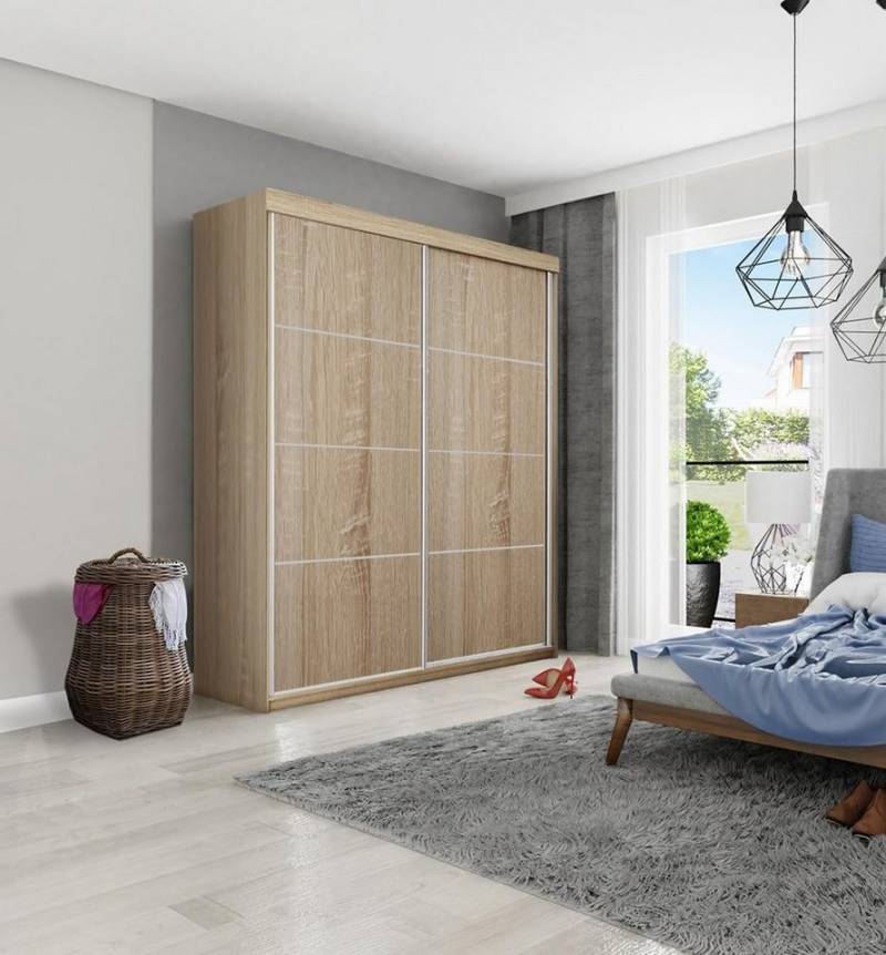 KIER FURNITURE Schwebetürenschrank Schrank Schlafzimmer TOP PLUS B-25, Kleiderschränke – 150x200x62 cm von KIER FURNITURE