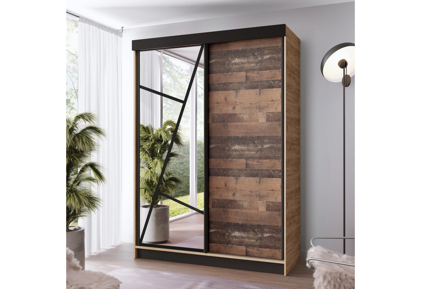 KIER FURNITURE Schwebetürenschrank Schrank Schlafzimmer VENA, Kleiderschränke – 138x205x59 cm von KIER FURNITURE