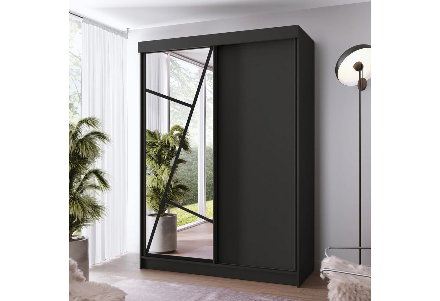 KIER FURNITURE Schwebetürenschrank Schrank Schlafzimmer VENA, Kleiderschränke – 138x205x59 cm von KIER FURNITURE