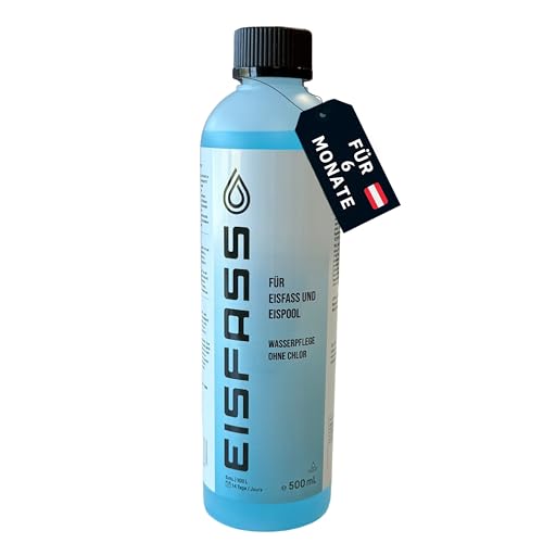 Eisfass® Wasserpflege ohne Chlor 500ml für Mini Pool - Planschbecken - Eispool zum Eisbaden Sehr geringer Verbrauch - Hält ca. 6 Monate eine Flasche von Eisfass
