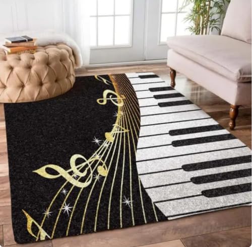 KIESEY Klaviermusik-Kunstdruck-Teppich für Zuhause, Wohnzimmer, Schlafzimmer, Sofa, Bodendekoration, große rutschfeste Matte 80x120cm von KIESEY