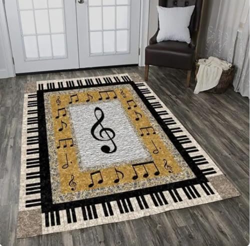 KIESEY Klaviermusik-Kunstdruck-Teppich für Zuhause, Wohnzimmer, Schlafzimmer, Sofa, Bodendekoration, große rutschfeste Matte 80x150cm von KIESEY