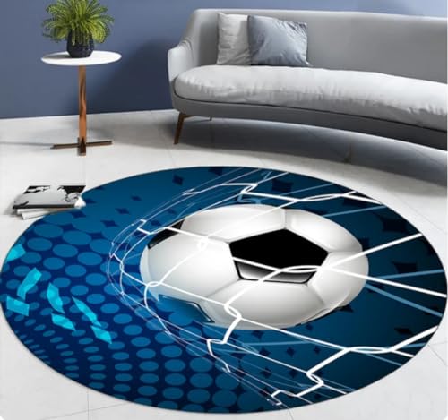 KIESEY Runder Teppich Wohnzimmer 3D-Gedruckter Rutschfester Fußballteppich Schlafzimmerteppich Computerstuhlmatte Dekoration 100cm von KIESEY