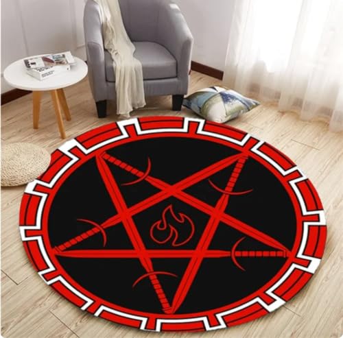 KIESEY Satan Fashion Pentagrams Runder 3D-Gedruckter Teppich Satan Schlafzimmer Wohnzimmer Teppich Büroteppich 180cm von KIESEY