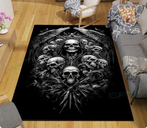 KIESEY Terror Skull Bedruckter Teppich für Wohnzimmer, Schlafzimmer, Nachttisch, modische Bodenmatte, Outdoor-Teppich 180x280cm von KIESEY