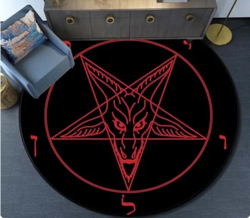 KIESEY Terror Skull Satan Runder Teppich Teppich Wohnzimmer Schlafzimmer Dekor Bodenmatte Satan Teppiche 120cm KIESEY Terror Skull Satan Runder Teppich Teppich Wohnzimmer Schlafzimmer Dekor Bodenmatte Satan Teppiche 120cm von KIESEY
