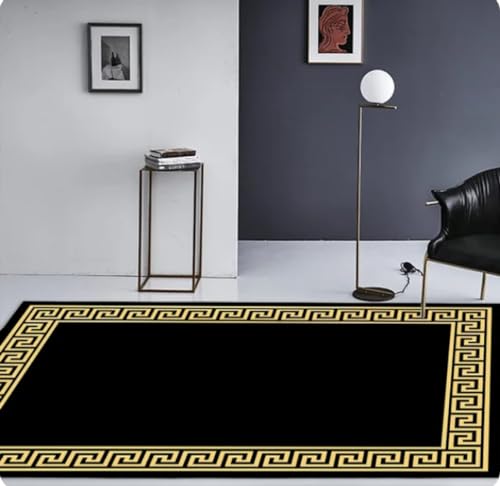 Moderner schwarzer Teppich für Wohnzimmer, Schlafzimmer, Nachttisch, Küche, Badezimmer, rutschfeste Bodenmatte 50x80cm von KIESEY