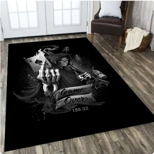 Totenkopf Teppich Wohnzimmer Home Decor Sofa Tisch Teppich Anti Rutsch Stuhl Kissen Lounge Matte Picknick Camping Kinder Kunst 120x160cm von KIESEY