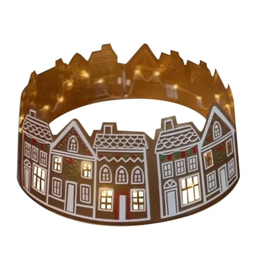 KIEUIENK Weihnachtsbaumkragen, 26/28 Zoll LED Lebkuchenhaus Rock Kragen, Weiße Schneeflocken, Weihnachtsbaum Basis Kragen für Bleistiftbaum, Weihnachtsbäume, Lebkuchenhaus Dekor (A-66.0 cm) von KIEUIENK