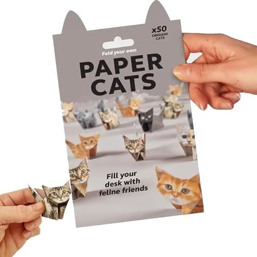 DIY Papierkatzen-Set, Süßes Kätzchen-Origami-Papierbastelset, 50 Blatt Katzen-Origami-Papier zum Falten, Kreative Papierskulptur Desktop-Origami (Cat) von KIEYIQE