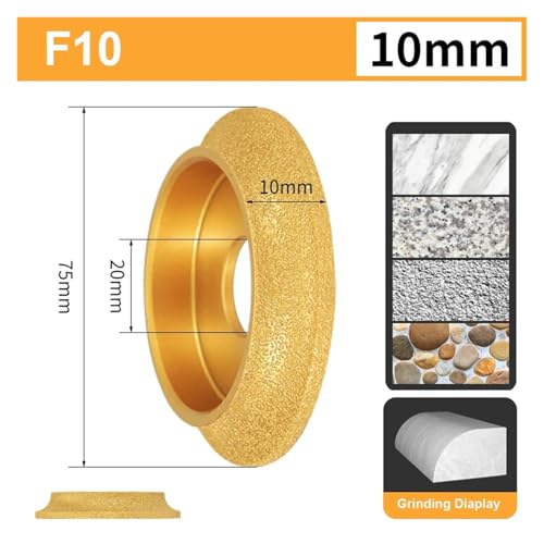 1 Stück 3 Zoll gelötete Diamant-Schleifscheibe for Granit, Marmor, Keramikkanten, Schleifscheibe, Winkelschleifer(10mm French Edge) von KIFSDLF