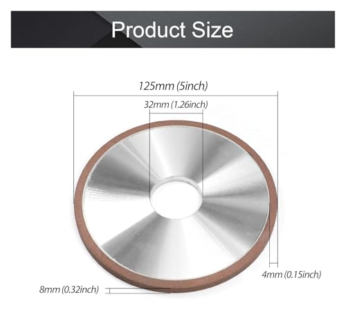 125 mm 5 Zoll Diamant-Schleifscheibe, parallele Schleifscheibe for rotierende Schleifwerkzeuge aus Wolframstahl und Hartmetall for Schärfen von Mühlen(8mm thickness,150) von KIFSDLF