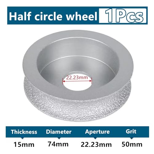 22,23 mm 1 Stück Diamant-Schleifscheibe, vakuumgelötete Demi-Bullnose-Kantenprofil, Durchmesser 3 Zoll/75, Schleifscheibe, Diamantrad(15mm A) von KIFSDLF