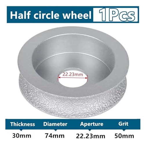 22,23 mm 1 Stück Diamant-Schleifscheibe, vakuumgelötete Demi-Bullnose-Kantenprofil, Durchmesser 3 Zoll/75, Schleifscheibe, Diamantrad(30mm A) von KIFSDLF