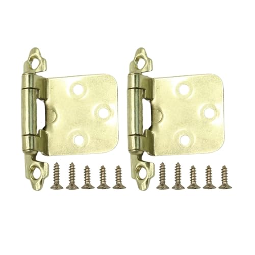 2Pcs Amerikanischen Selbst Schließen Feder Scharnier mit Schrauben Overlay Schrank Tür Flush Scharniere for DIY(Gold) von KIFSDLF