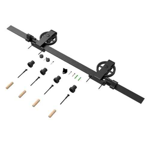 5-6,6 Fuß Einzel-Schiebetür-Hardware-Kit, schwarzes Flachschienensystem aus Kohlenstoffstahl for Schrankküche(6FT 183cm Rail Kit) von KIFSDLF