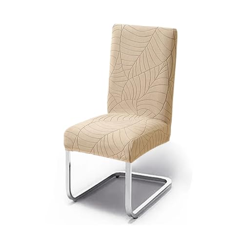 KIFSDLF 1/2/4/6 Stück Blatt-Jacquard-Stuhlbezug, massiver Stuhlsitzbezug, Spandex-Stuhlschutz, for Küche, Esszimmer, Zuhause, Restaurant(A8 Khaki,6pcs Chair Cover) von KIFSDLF