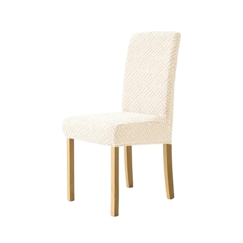 KIFSDLF 1/2/4/6 stücke Jacquard Esszimmerstuhl Abdeckung Solide Stretch Küche Stuhl Sitz Schonbezug Spandex Protector Hochzeit Party(A1 beige,2pcs) von KIFSDLF