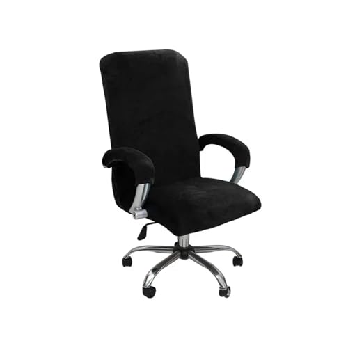 KIFSDLF 3-teiliges Set aus Stretch-Stuhlbezug Samtplüsch for Computer und Büro mit Armlehnenbezug, einfarbiger Sesselbezug Spandex, abnehmbar(Black,L) von KIFSDLF