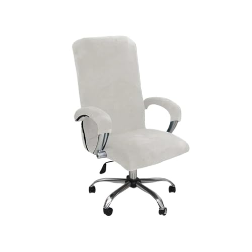 KIFSDLF 3-teiliges Set aus Stretch-Stuhlbezug Samtplüsch for Computer und Büro mit Armlehnenbezug, einfarbiger Sesselbezug Spandex, abnehmbar(White,XL) von KIFSDLF