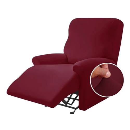 KIFSDLF 4-teiliges Set, einfarbig, Stretch-Sofabezug for Wohnzimmer, elastische, rutschfeste Sesselbezüge, All-Inclusive-Couchbezüge(Burgundy) von KIFSDLF