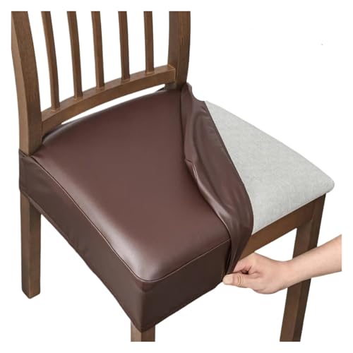 KIFSDLF 4er-Pack wasserdichte Stuhlschoner – Vinyl-Esszimmersitzbezüge (waschbare Heimdekoration)(Chocolate) von KIFSDLF