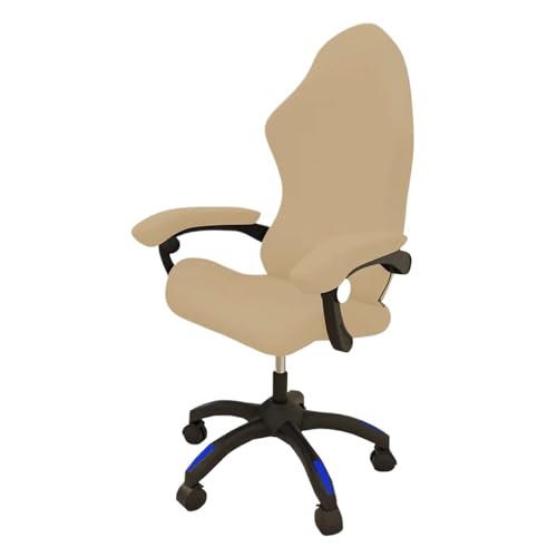 KIFSDLF Gaming-Stuhlbezug, Stretch-Milchseide, einfarbig, Drehstuhl, Staubschutzbezug, Bürocomputer, sportlicher Gebrauch, Sitzbezug(Beige-1PC) von KIFSDLF
