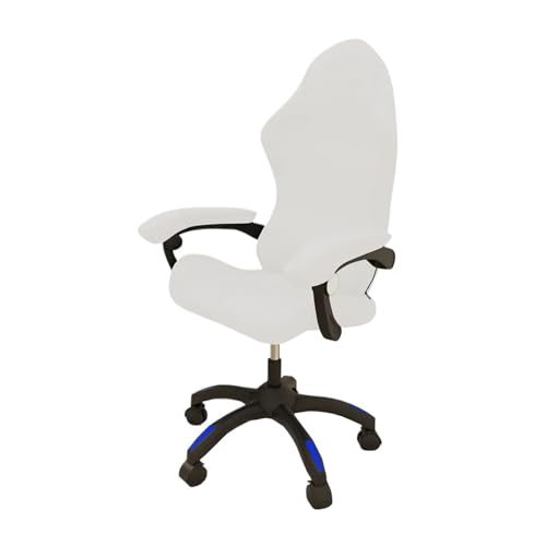 KIFSDLF Gaming-Stuhlbezug, Stretch-Milchseide, einfarbig, Drehstuhl, Staubschutzbezug, Bürocomputer, sportlicher Gebrauch, Sitzbezug(White-1PC) von KIFSDLF