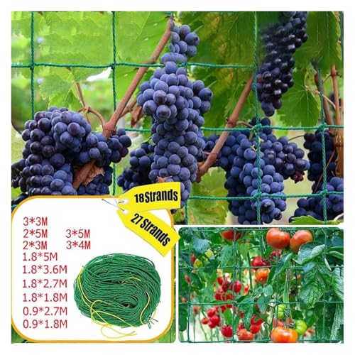 KIFSDLF Gartengurkennetz for Pflanzen, Kletternetz, weißes Nylon, strapazierfähiges Polyester-Rebennetz for Tomatentrauben(Grenn-1.8x2.7m,27Standard) von KIFSDLF