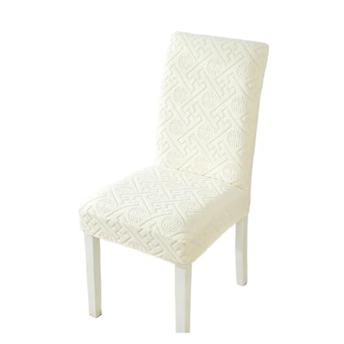 KIFSDLF Jacquard-Stuhlbezug for Esszimmer, Stretch-Jacquard-Esszimmerstuhlbezug, Schonbezug, elastischer Spandex-Küchenstuhlbezug(Cream) von KIFSDLF