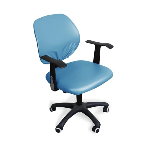 KIFSDLF PU-wasserdichte Bürostuhlbezüge for Geteilte Stühle, einfarbig, Computerstuhlbezug, universeller Stuhlschutz (Sitzbezug + Rückenlehnenbezug)(Blue) von KIFSDLF