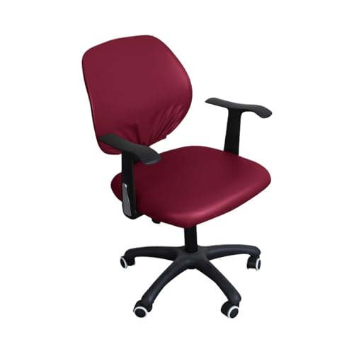 KIFSDLF PU-wasserdichte Bürostuhlbezüge for Geteilte Stühle, einfarbig, Computerstuhlbezug, universeller Stuhlschutz (Sitzbezug + Rückenlehnenbezug)(Burgundy) von KIFSDLF