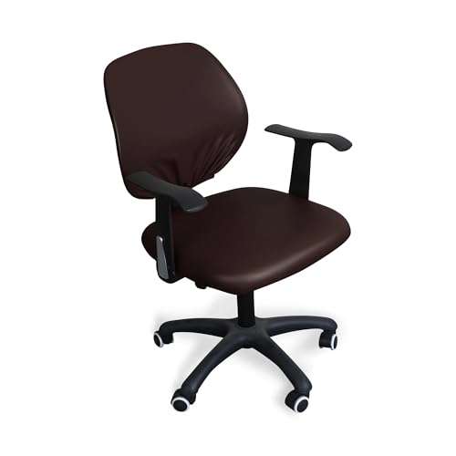 KIFSDLF PU-wasserdichte Bürostuhlbezüge for Geteilte Stühle, einfarbig, Computerstuhlbezug, universeller Stuhlschutz (Sitzbezug + Rückenlehnenbezug)(Chocolate) von KIFSDLF