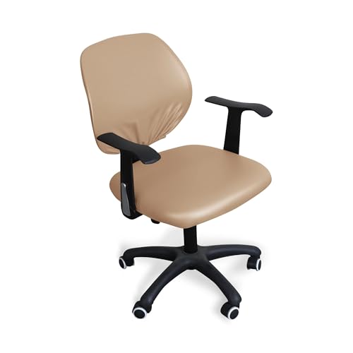 KIFSDLF PU-wasserdichte Bürostuhlbezüge for Geteilte Stühle, einfarbig, Computerstuhlbezug, universeller Stuhlschutz (Sitzbezug + Rückenlehnenbezug)(Khaki) von KIFSDLF