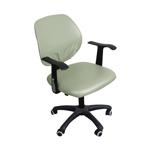 KIFSDLF PU-wasserdichte Bürostuhlbezüge for Geteilte Stühle, einfarbig, Computerstuhlbezug, universeller Stuhlschutz (Sitzbezug + Rückenlehnenbezug)(Light Green) von KIFSDLF