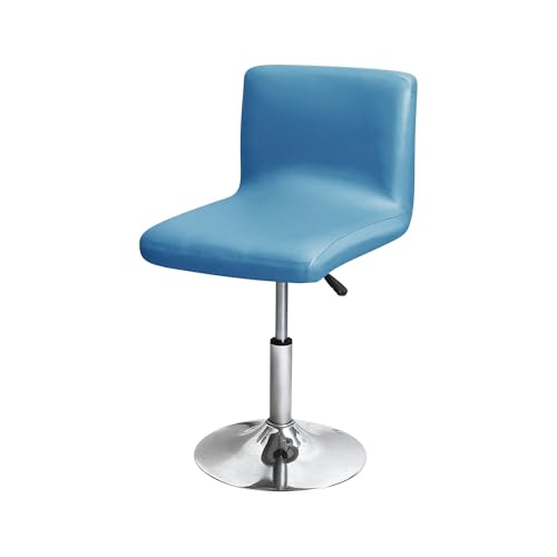 KIFSDLF Wasserdichter Stuhlbezug for Barhocker aus PU-Leder, einfarbig, Stuhlhussen mit kurzer Rückenlehne, kleine Größe, for Zuhause, Bankett, Hotel(Blue) von KIFSDLF