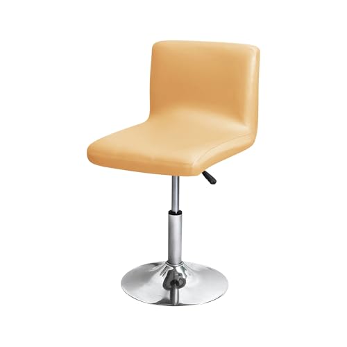 KIFSDLF Wasserdichter Stuhlbezug for Barhocker aus PU-Leder, einfarbig, Stuhlhussen mit kurzer Rückenlehne, kleine Größe, for Zuhause, Bankett, Hotel(Light Yellow) von KIFSDLF