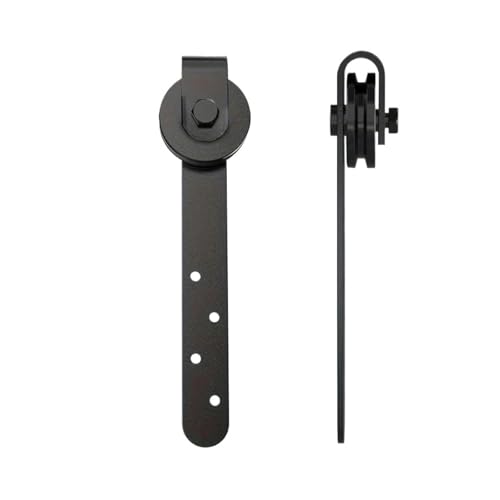 Schiebetür-Hardware-Kit for Scheunentore, Schienensystem aus satiniertem Metall mit Montagehalterungen und Rollen for Türen, keine lange Schiene im Lieferumfang enthalten von KIFSDLF