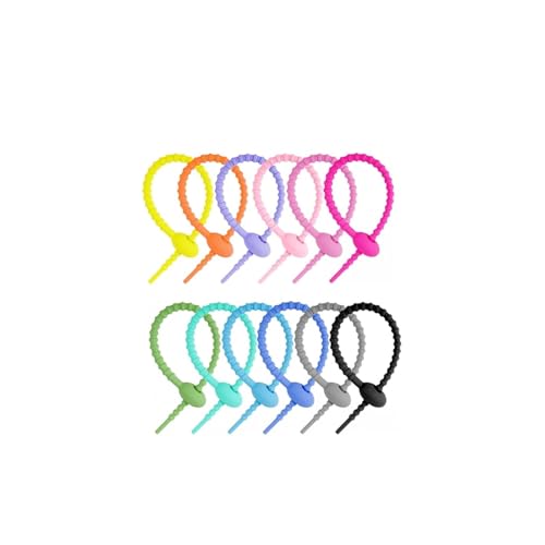 Selbstsichernder Kabelbinder aus Silikon, wiederverwendbarer Schlaufenschutz, ordentlicher Organizer, Drahtbänder, for Befestigen von Kabeln, Lebensmittelbeutelbündeln(20PCS Random) von KIFSDLF