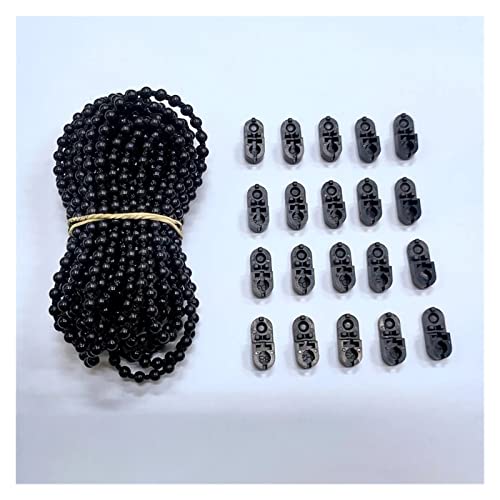 KIHENE Schwarze Farbe 10 m Rolle und 10 Stück Raffrollo Rollo Perlenkette Connetor Cord Kunststoffkette Reparatur Rollo Rollo Perlen von KIHENE