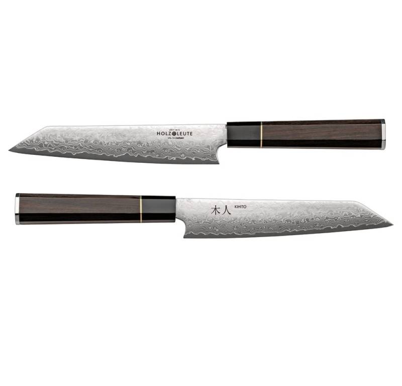 KIHITO Fleischmesser Kochmesser Damast Küchenmesser Ebenholz, scharf, lange Schnitthaltigkeit, ausbalancierter Griff, 15 cm Klinge von KIHITO