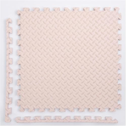 Ineinandergreifende Schaumstoff-Bodenfliesen, Übungsmatte, 12 Stück, 30 x 30 cm, Textur-Teppich, quadratisch, 11,52 m², Heimdekoration, Puzzlematte (Beige) von KIJyfgTR